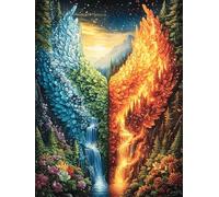 Cascade feu et Eau 1000 Pièces Puzzle Collectionneur en Carton Rigide sans Déformation Animaux de Paysage Naturel Très Difficile Motif Complexe Décoration Murale Qualité Premium 1000 PCS