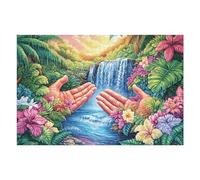 Cascade forêt de Fleurs Nature Sauvage Campagne Belle Puzzle 1000 Pièces pour Adultes Educa Qualité Supérieure Premium Décoration Murale Jeu De Réflexion Cadeau d'anniversaire 1000 PCS