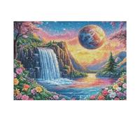 Cascade forêt Lune planète Nature Sauvage Campagne Puzzle 300 Pièces pour Adultes Jeu De Réflexion Educa Assemblage Amusant Cadeau De Noël Décoration Murale Qualité Supérieure 300 PCS