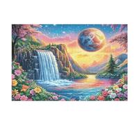 Cascade forêt Lune planète Nature Sauvage Campagne Puzzles 1000 Pièces pour Adultes Educa Décoration Salon 3D Premium Activité De Famille Jeu De Réflexion Assemblage Amusant 1000 PCS