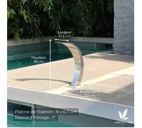 Cascade Inox 316 Fontaine Piscine Bassin Modèle Mini Cobra Hauteur 35cm / Largeur 10 5cm / Profondeur 33cm