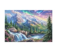 Cascade Montagne enneigée Forêt Nature Sauvage Rural Campagne Puzzle 1000 Pièces pour Adultes Amusant Stimulant Et Relaxant Parfait pour Hobby Et Moments en Famille （75x50cm）