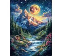 Cascade montagneuse au Clair de Lune 500 Pièces Puzzle Adulte en Carton Rigide Haute Qualité Mythes Animal Plante Difficile Niveau Expert Anti-Stress Jeu De Société Idée Cadeau Anniversaire Pre