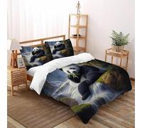 Cascade Panda Housse De Couette Double（200x200cm） Parure De Lit Adulte Ave Fermeture Éclair Serene Forest Animal Housse De Couette Imprimée Et 2 Taie d'oreiller