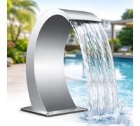 Cascade Piscine Cascade de Piscine Incurvée en Acier Inoxydable 304 60x30cm | Déversoir d’Eau Fontaine pour Bassin Jardin, Décoration Aquatique Extérieur pour Piscine Spa