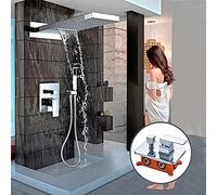 Cascade Plume Faire En Laiton Fauce De Douche Mural Single Salle Room Douche De Salle De Bain Avec Coup De Main 3 Façons,Chrome
