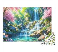 Cascade Roche Fleur 1000pcs Mini Puzzle pour Famille Difficile | 38x26cm Carton Décor Salon Structure Durable Cadeau Anniversaire Soulagement Anxiété
