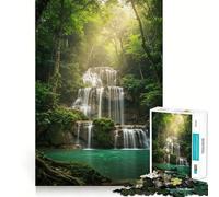 Cascade sereine dans Une forêt luxuriante Puzzle de 1000 pièces pour Adolescents Améliore la mémoire, détente mentale, Sharp Edge, Cadeau créatif (38x26cm)