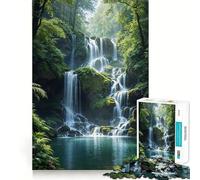 Cascade sereine dans Une forêt luxuriante Puzzle de 1000 pièces pour Adolescents Améliore la mémoire Loisirs faciles Découpe Ferme Décoration Murale (38x26cm)