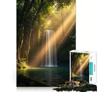 Cascade sereine dans Une forêt luxuriante Puzzle de 1000 pièces pour Adolescents Jeu de logique Solide Paisible et Amusant Découpe de précision (38x52cm)