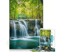 Cascade sereine dans Une forêt luxuriante Puzzle de 1000 pièces pour Adolescents Jeu de réflexion Stimulant Passe-Temps Calme Découpe précise Cadeau saisonnier (50x75cm)