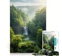 Cascade sereine dans Une forêt luxuriante Puzzle de 1000 pièces pour Adultes et Adolescents Jouet Anti-Stress Idée Cadeau Originale pour Les fêtes (38x26cm)