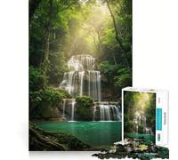 Cascade sereine dans Une forêt luxuriante Puzzle de 1000 pièces pour Adultes Jeu de mémoire et Anti-Stress Idée Cadeau de Noël (38x52cm)