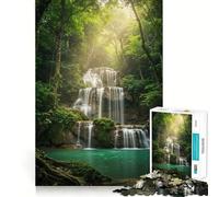 Cascade sereine dans Une forêt luxuriante Puzzle de 1000 pièces pour Adultes Jeu de réflexion Relaxant Image à Assembler Cadeau de Noël (50x75cm)