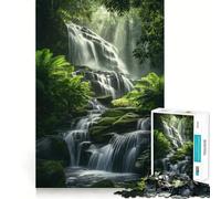 Cascade sereine dans Une forêt luxuriante Puzzle de 1000 pièces pour Adultes Puzzle Relaxant Cadeau Unique (38x52cm)