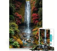 Cascade sereine dans Une Jungle luxuriante Puzzle de 1000 pièces pour Adultes et Adolescents Se remémorer, Booster, Calme, évasion Découpe Lisse Cadeau touchant (38x52cm)