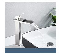 Cascade Square Bassin Robinet En laiton Matériau Surface Deck noircie Installation du bassin d'eau chaud et froid(Brushed Nickle D)