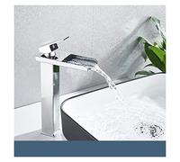 Cascade Square Bassin Robinet En laiton Matériau Surface Deck noircie Installation du bassin d'eau chaud et froid(Chrome D)