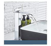 Cascade Square Bassin Robinet En laiton Matériau Surface Deck noircie Installation du bassin d'eau chaud et froid(C)