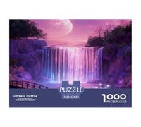 Cascade Streamlight Puzzle 1000 Pièces Montagnes et rivières Aurore boréale - Challenge Zen, Carte Géographique À Assembler, Poster Inclus, Cadeau Éducatif, 52x38cm/1000pcs