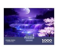 Cascade Streamlight Puzzle 1000 Pièces Montagnes et rivières Aurore boréale - Challenge Zen, Carte Géographique À Assembler, Poster Inclus, Cadeau Éducatif, 70x50cm/1000pcs