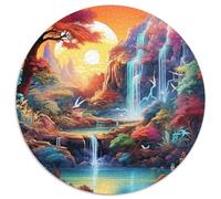 Cascade Wonderland Puzzle 1000 Pièces Paysage Ronde Puzzle Jeu D'Intelligence Décoration Murale pour Adultes Enfants 1000pcs (67.5x67.5cm)