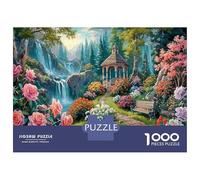 Cascades de Jardin Puzzle Classique 1000 Pièces en Carton Épais Kiosque en Bois pour Couples Relaxation Mentale Divertissement Familial Cadeau d'anniversaire 70x50cm/1000pcs