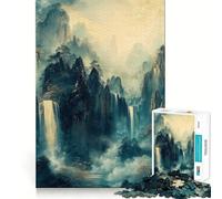 Cascades mystiques et Montagnes dorées - Paysage Tranquille, Puzzle de 1000 pièces pour Adolescents, Jouet Wise Think, Objet de Collection Clear Cut Art, Calme et Amusant (50x75cm)