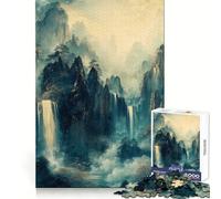 Cascades mystiques et Montagnes dorées - Paysage Tranquille Puzzle de 1000 pièces pour Adultes Détente et créativité Cadeau Exquis (38x26cm)