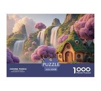 Cascading_Waterfalls 1000 Pcs Carton Extra-épais Lot de Puzzles Fantasy Waterfall Cottage Stimulant Et Éducatif Défi Unique Puzzles As Birthday Gifts 52x38cm/1000pcs