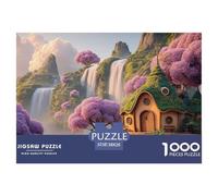 Cascading_Waterfalls 1000 Pièces Carton Extra-épais Lot de Puzzles Fantasy Waterfall Cottage Stimulant Et Éducatif Défi Unique Puzzles pour Adultes Et Enfants 38x26cm/1000pcs