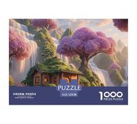 Cascading_Waterfalls 1000 Pièces Carton Premium Lot de Puzzles Fantasy Waterfall Cottage Stimulant Et Éducatif Jeu Familial Puzzles pour Adultes Et Enfants 52x38cm/1000pcs