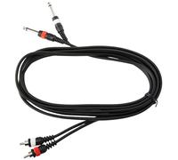 CASCHA Câble audio professionnel, 2 x jack 6,3 mm mâle vers 2 x RCA mâle, longueur 3m, noir