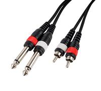 CASCHA Câble audio professionnel, 2 x jack 6,3 mm mâle vers 2 x RCA mâle, longueur 6m, noir