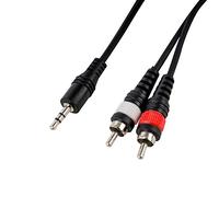 CASCHA - Câble audio RCA vers Jack 6m, 2 x RCA vers 1 x 3,5 mm Jack, câble stéréo séparateur Y, noir