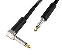 CASCHA Câble pour guitare 6.3mm, longueur 3m, câble pour instrument professionnel, Jack to Jack, câble d'ampli pour guitare électrique (Straight to Angled Jack), noir