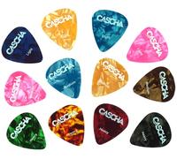 CASCHA Set de 12 Médiators pour Guitare Acoustique, Électrique, Ukulélé et Basse - Accessoires pour Guitare