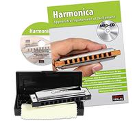 Cascha harmonica set découverte débutant I manuel français - harmonica 10 trous diatonique polyvalent en do I MP3-CD, livre d’initiation, étui rigide, chiffon I Blues Harp School français