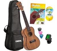 Cascha HH 2036 GB Premium Mahogany pack débutant ukulélé concert (en anglais)