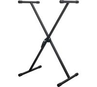 CASCHA Support de clavier en métal hauteur réglable antidérapant, Chevalet de clavier pliable & de piano électrique noir pour enfants & adultes, Accessoires pour clavier de synthétiseur HH 2180
