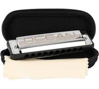 CASCHA Ocean Rock Harmonica diatonique professionnel à 10 trous en Do majeur, en bronze phosphoreux, avec étui souple et chiffon de nettoyage