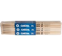 CASCHA Drumsticks de batterie professionnelles 5A robustes en érable I baguettes en bois d'érable I accessoires de batterie professionnels I modèle tête en bois 12 paires (24 pcs.)