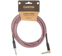 Cascha Professional Line Guitar Cable, Angled, Tweed Red, 3 m (déballé