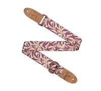 CASCHA Sangle de guitare Mauve Leaves en polyester végétalien avec extrémités en liège 89-158 cm, réglable, 5 cm de large