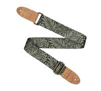 CASCHA Sangle de guitare végétalienne en polyester avec extrémités en liège Motif feuilles Vert/noir