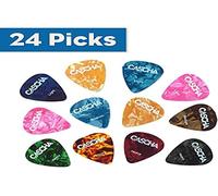 CASCHA Set de 24 Médiators pour Guitare Acoustique, Électrique, Ukulélé et Basse - Accessoires pour Guitare