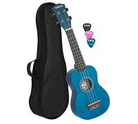 CASCHA Soprano Ukulele Bleu, petite guitare Hawaii pour enfants et adultes avec sac, 3 plectres et cordes Ukulele Aquila