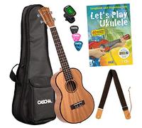 Cascha Ukulélé Soprano en Acajou pour Débutants - Let's Play Ukulele avec Cordes Aquila et 3 Médiators - Lot 26 Zoll Tenor
