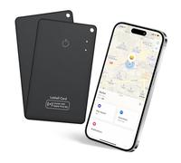 CASCHO Smart Tag Wallet Traceur Carte Lot de 2, Air Tracker Card Compatible avec Apple Localiser (iOS Uniquement), Rechargeable Localisateur D’Objets pour Portefeuille/Bagages/Valise/Sac/Clés, Noir