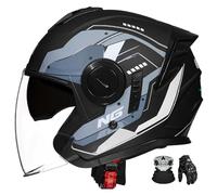 Casco Abierto 3/4 Para Motocicleta, Con Doble Visor De VentilacióN, DiseñO Abierto, Homologado Ece, Apto Para Scooters Y Ciclomotores. G,XL:61-62CM
